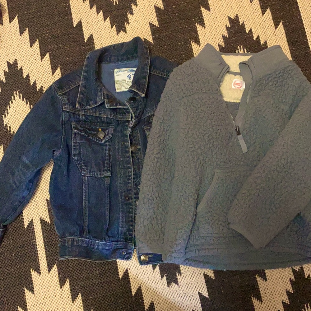Little boy or girl jean jacket and Sherpa half zip up